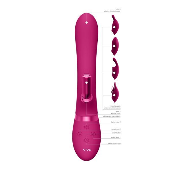 Vive Chou Double Action Interchangeable Rabbit Vibrator Pink - Image 3