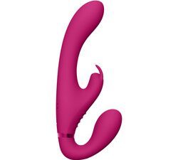 Vive Suki Triple Action Strapless Strap On Vibrator Pink