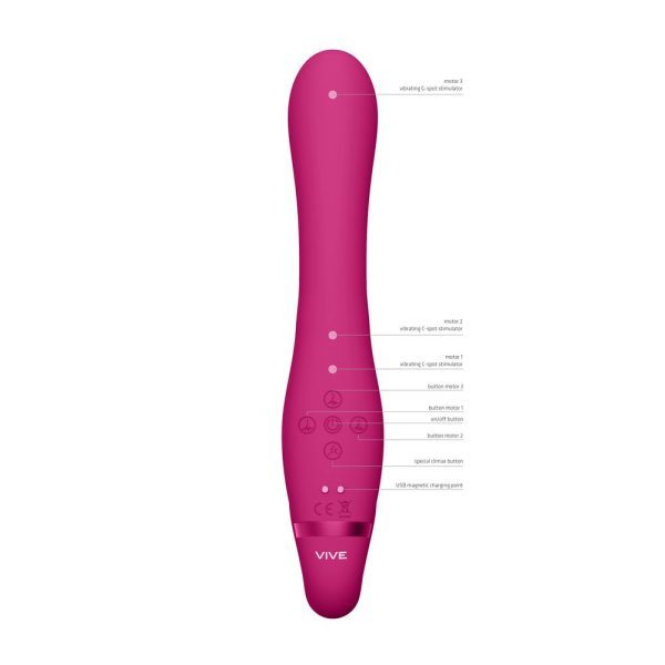 Vive Suki Triple Action Strapless Strap On Vibrator Pink - Image 3